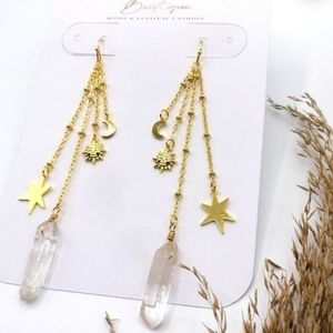 Handmade Celestial sun moon and star earrings